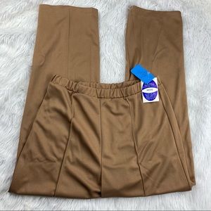 NWT 70’s Vintage High Waisted Stretchy Waist Band Tan Trousers Size 16 P